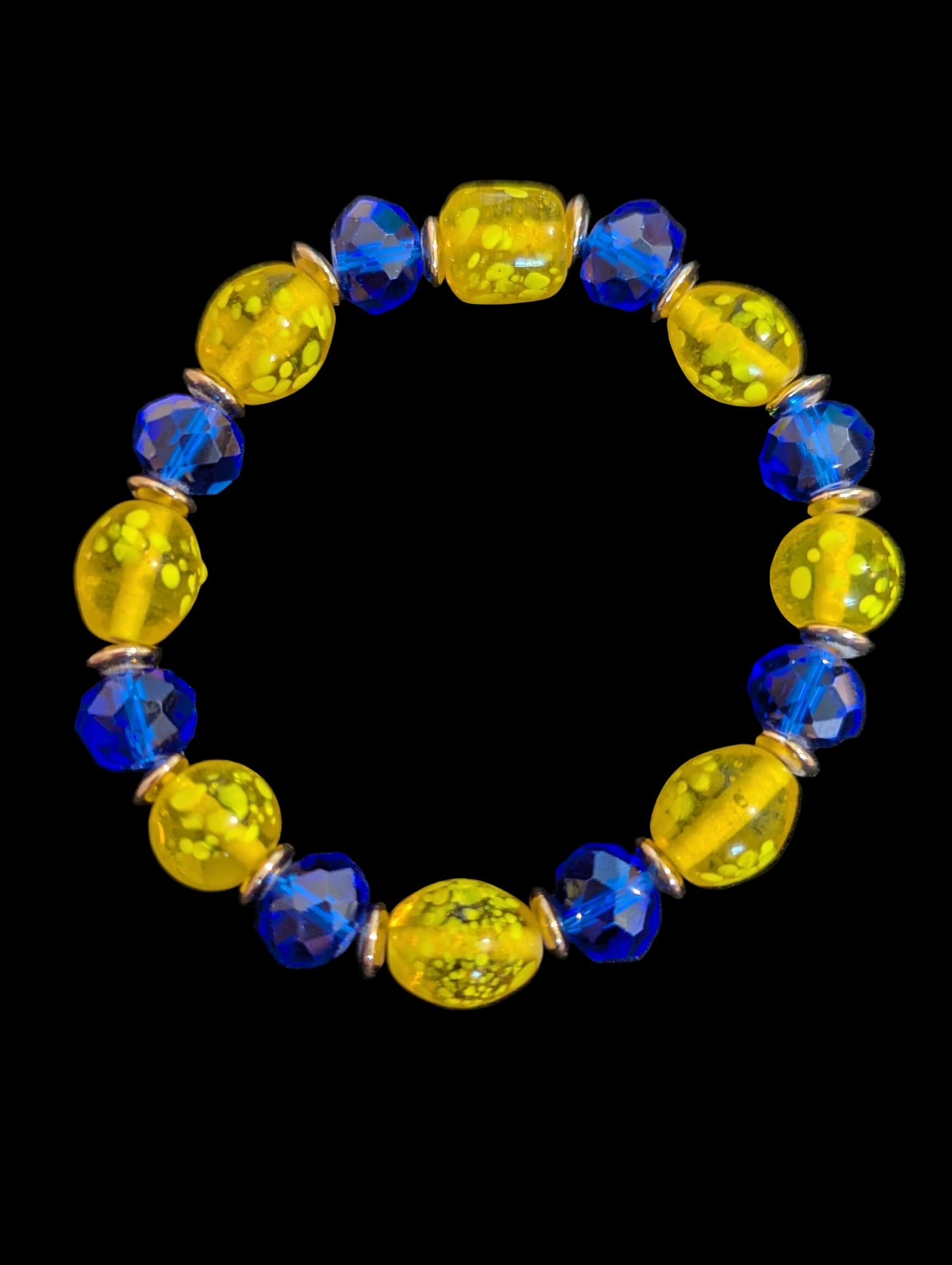 Blue & Yellow Glass Bead Bracelet