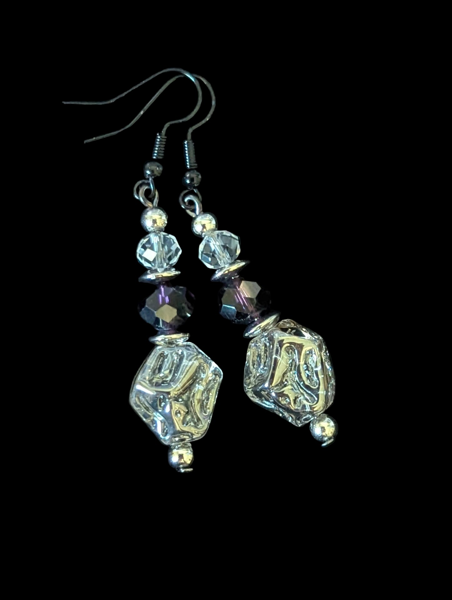 Black & Purple Faux Gemstone Earrings