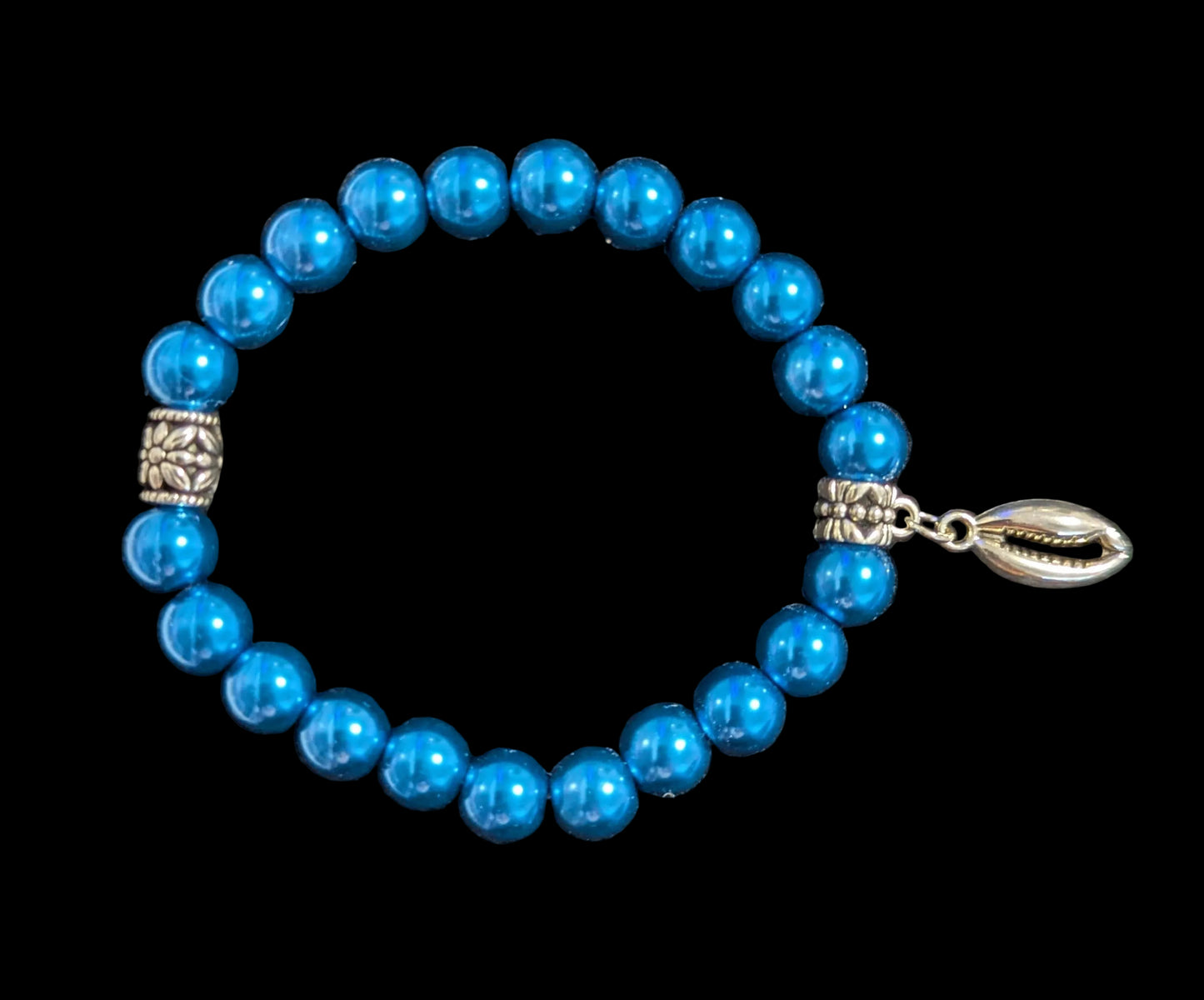 Blue Faux Pearl Charm Bracelet