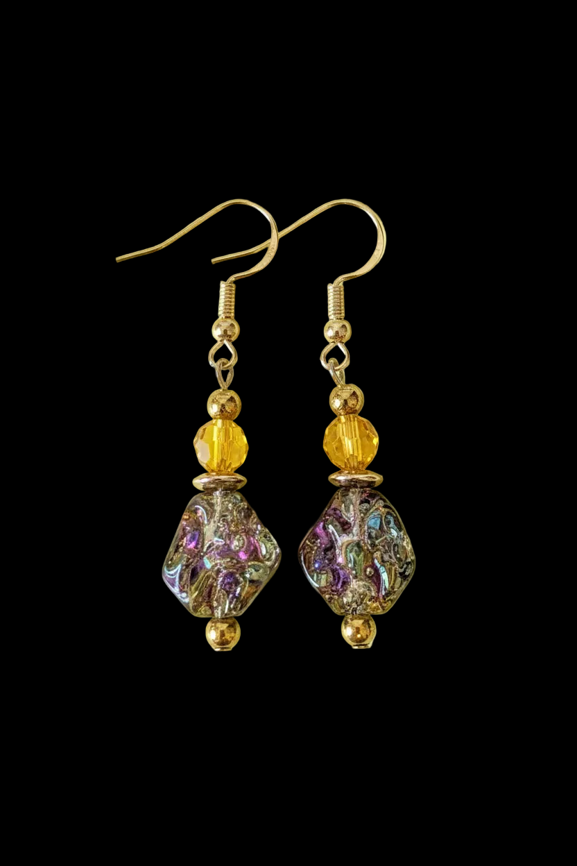Black & Yellow Faux Gemstone Earrings