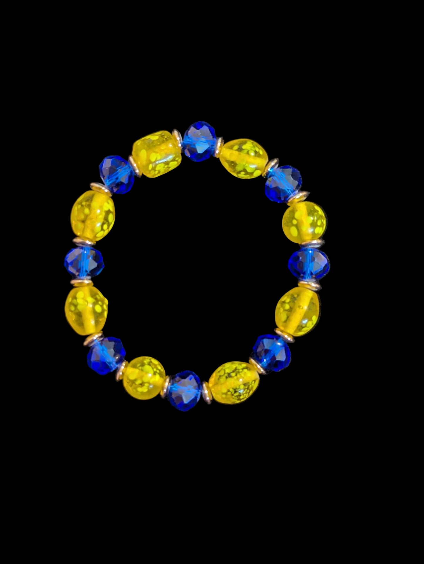 Blue & Yellow Glass Bead Bracelet