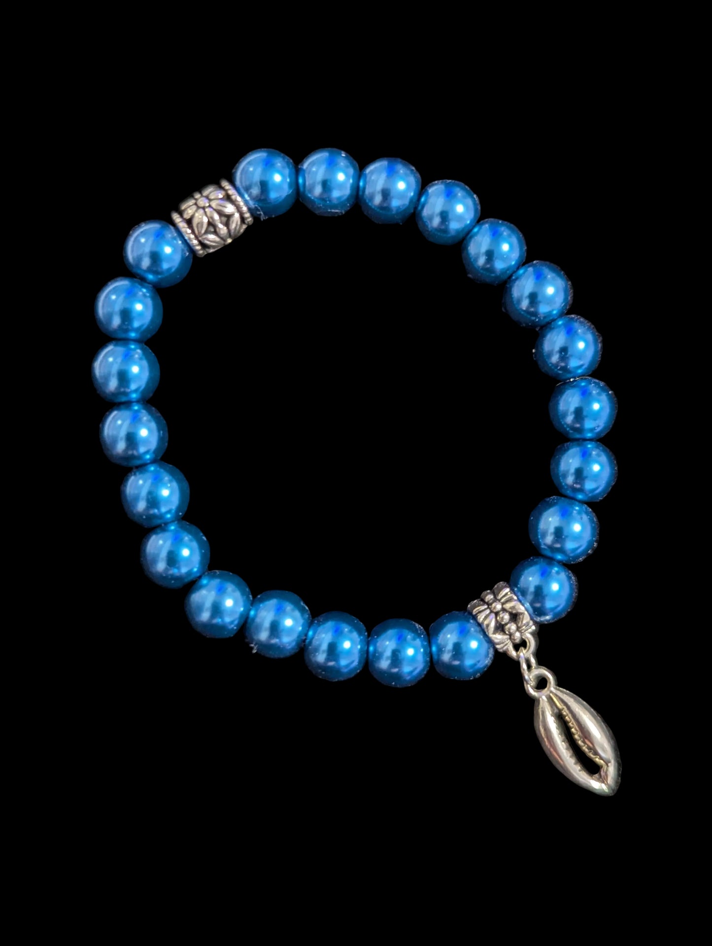 Blue Faux Pearl Charm Bracelet