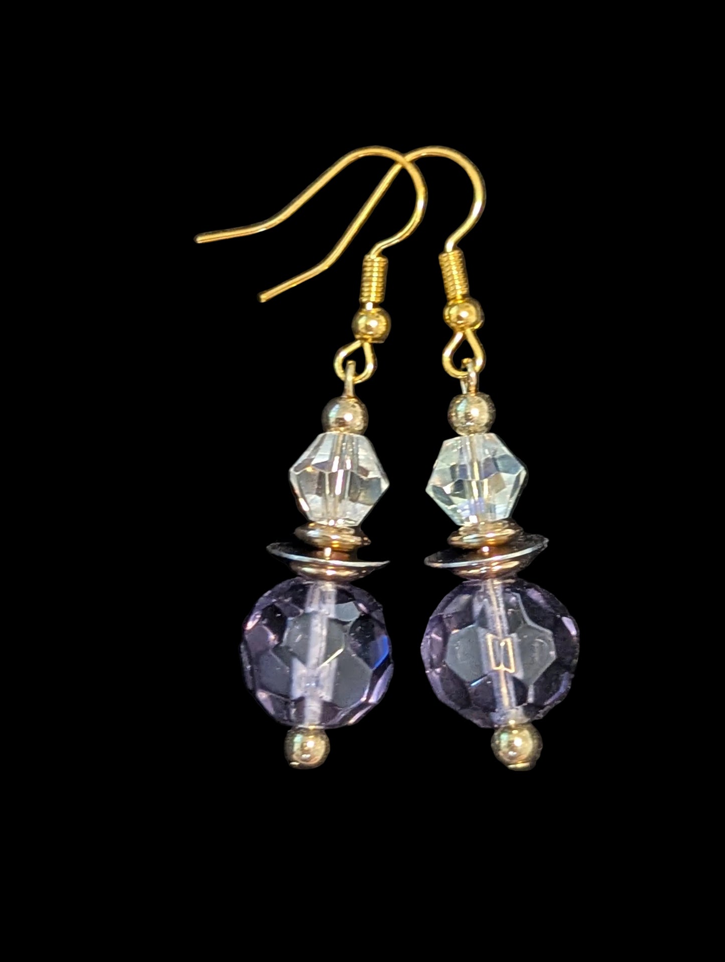 Purple & Clear Hourglass Earrings