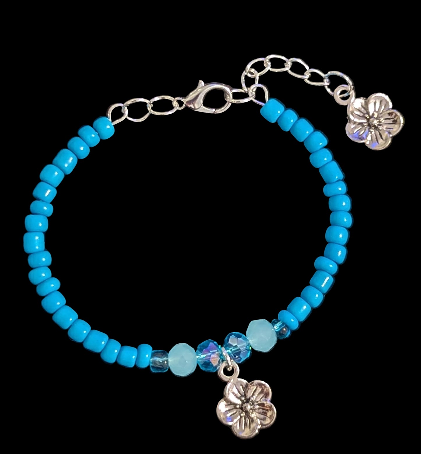 Blue Flower Wire Bracelet