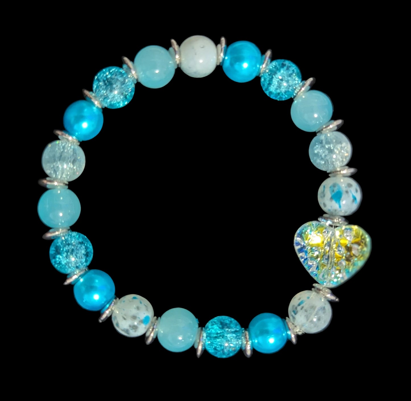 Heart of Blue Bead Bracelet