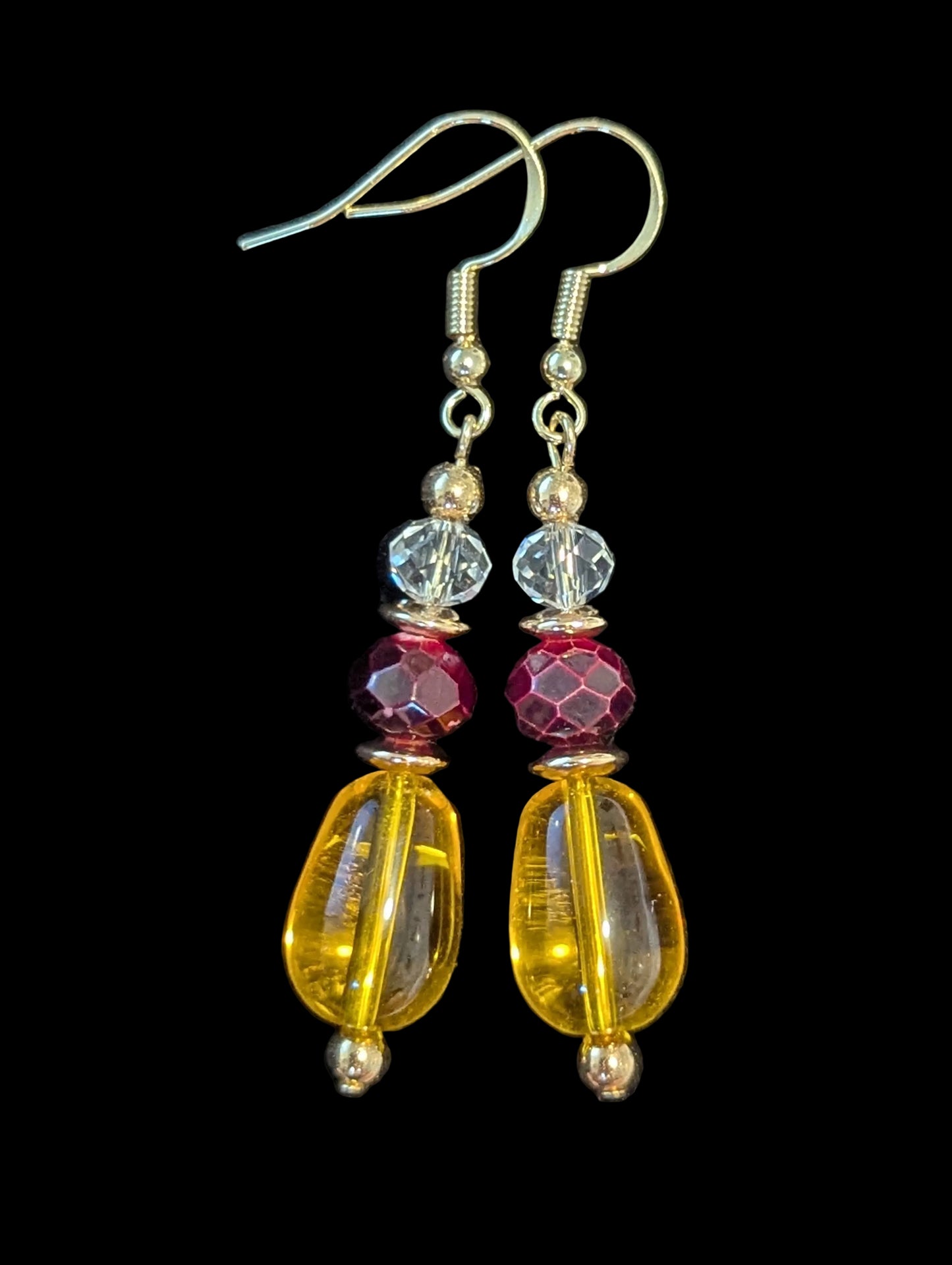 Yellow & Red Glass Earrings
