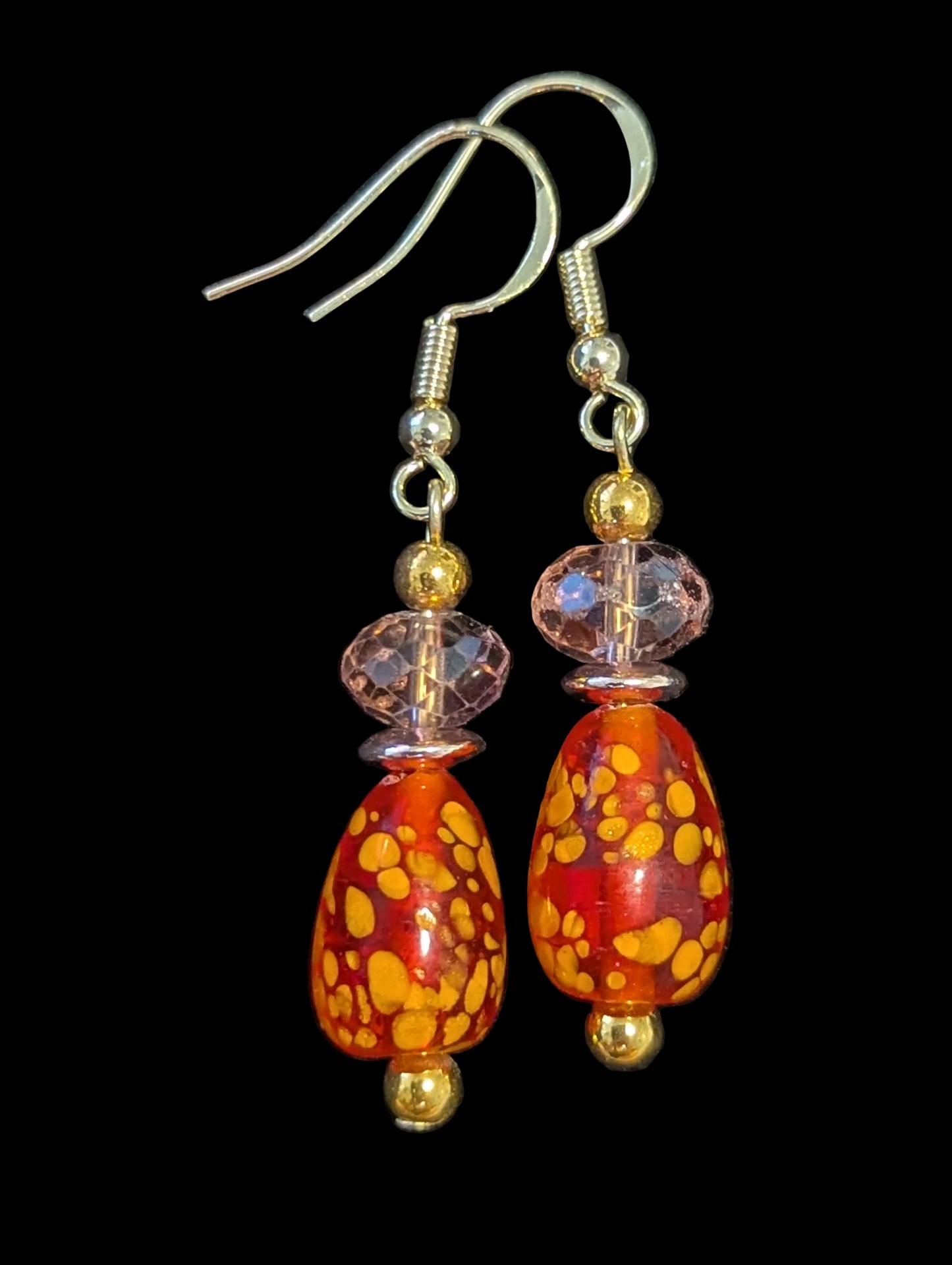 Purple & Orange Dangle Earrings
