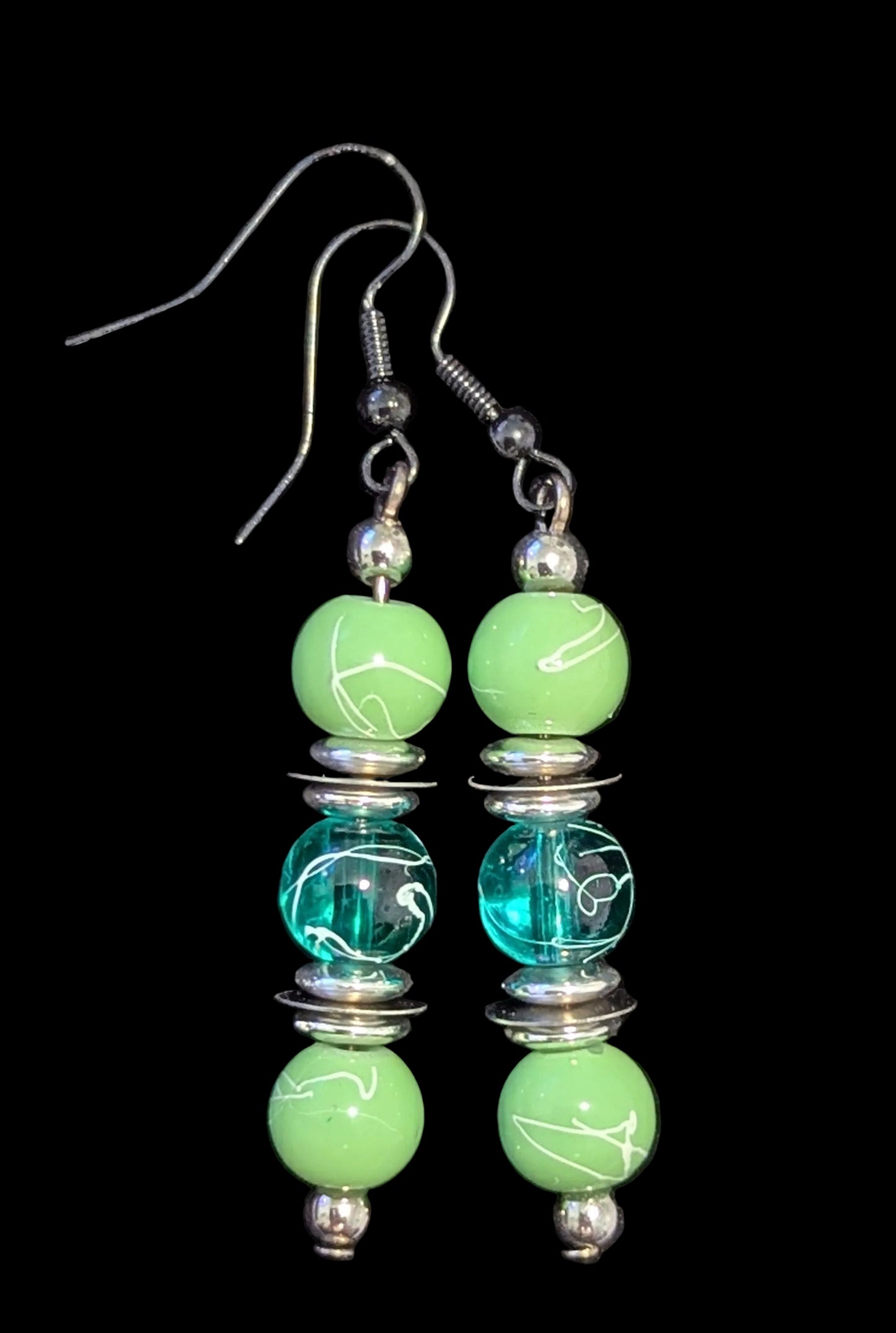 Triple Dangle Earrings (Green)