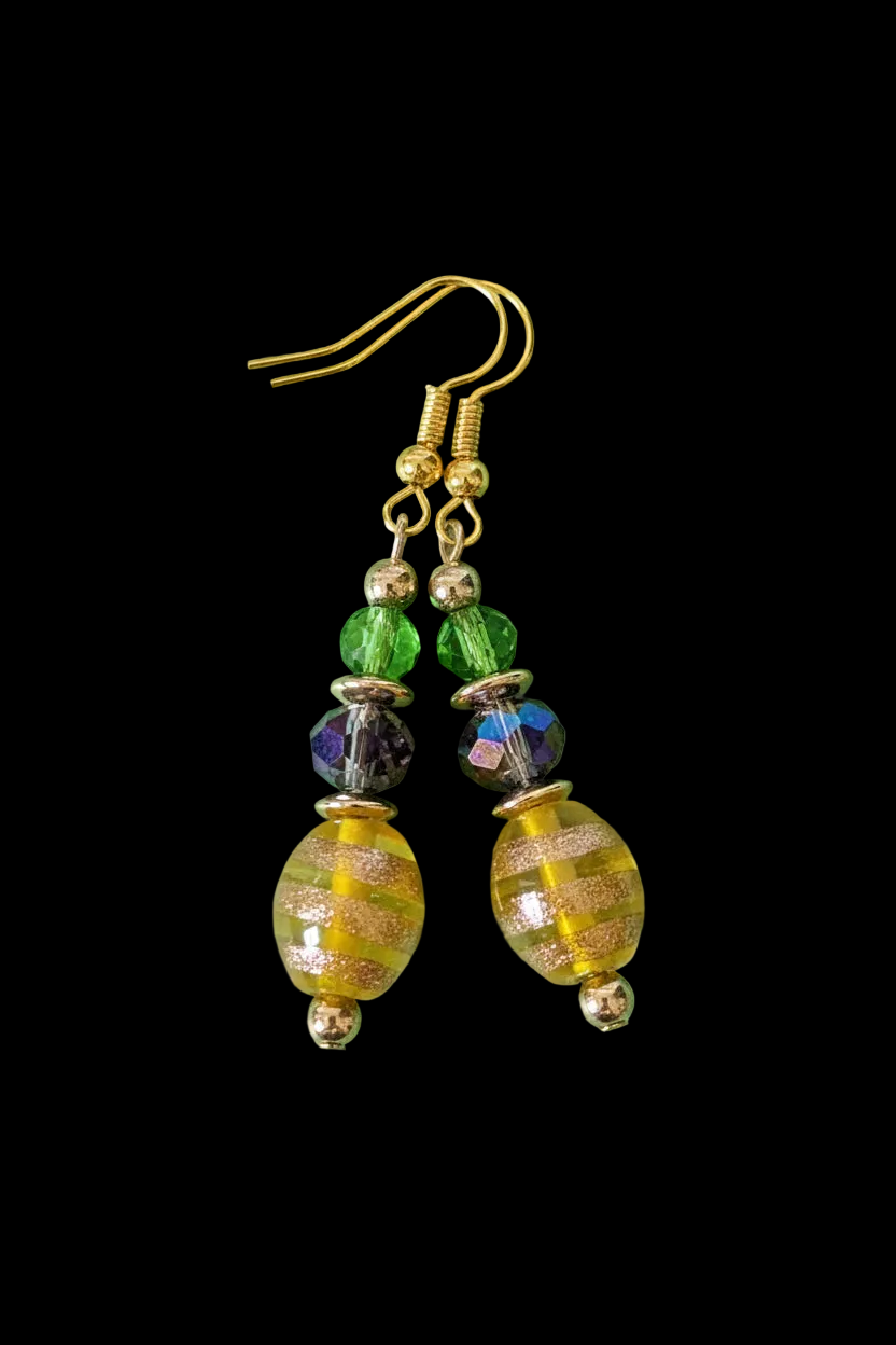 Gold Swirl Glass Earrings