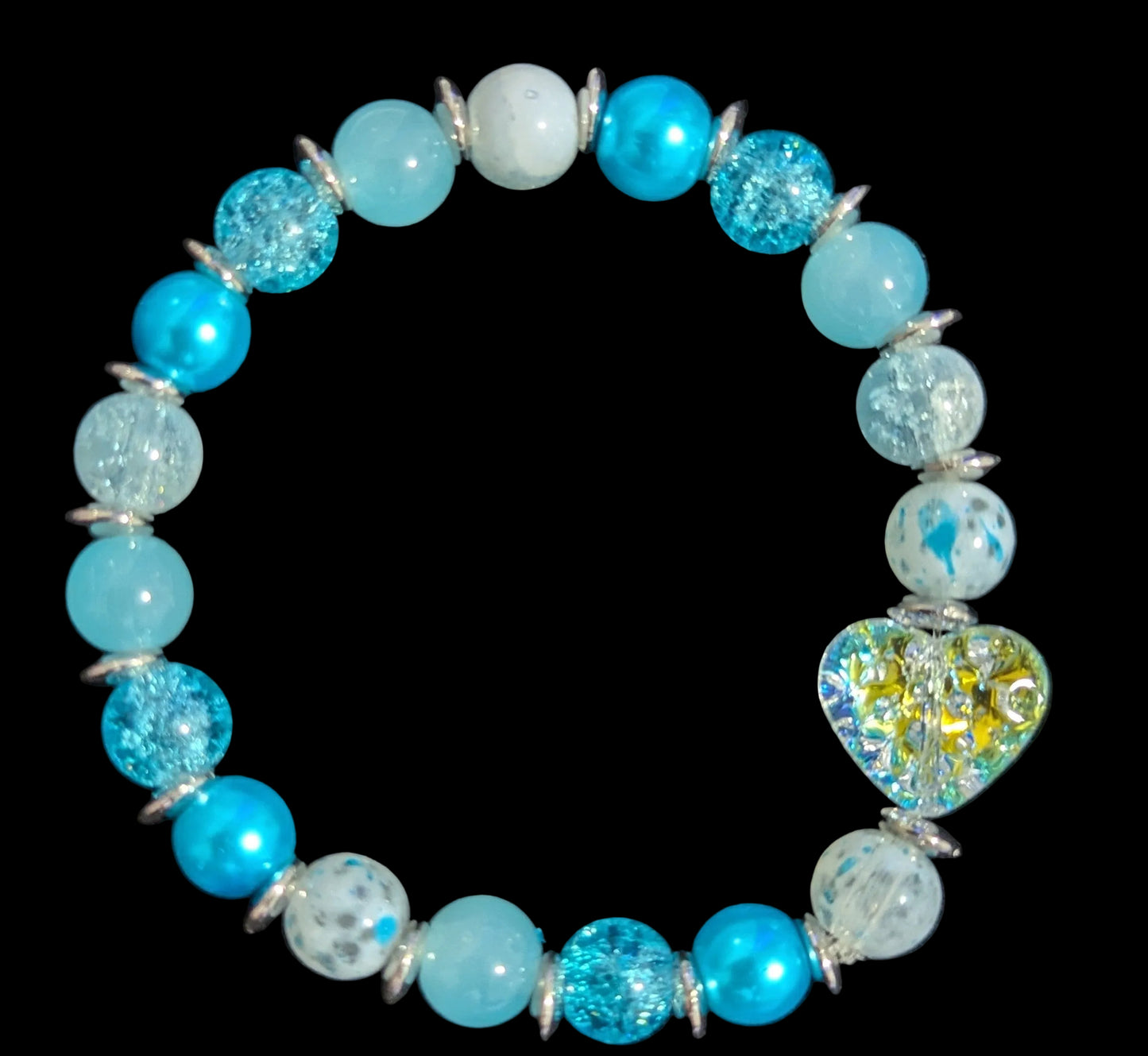 Heart of Blue Bead Bracelet