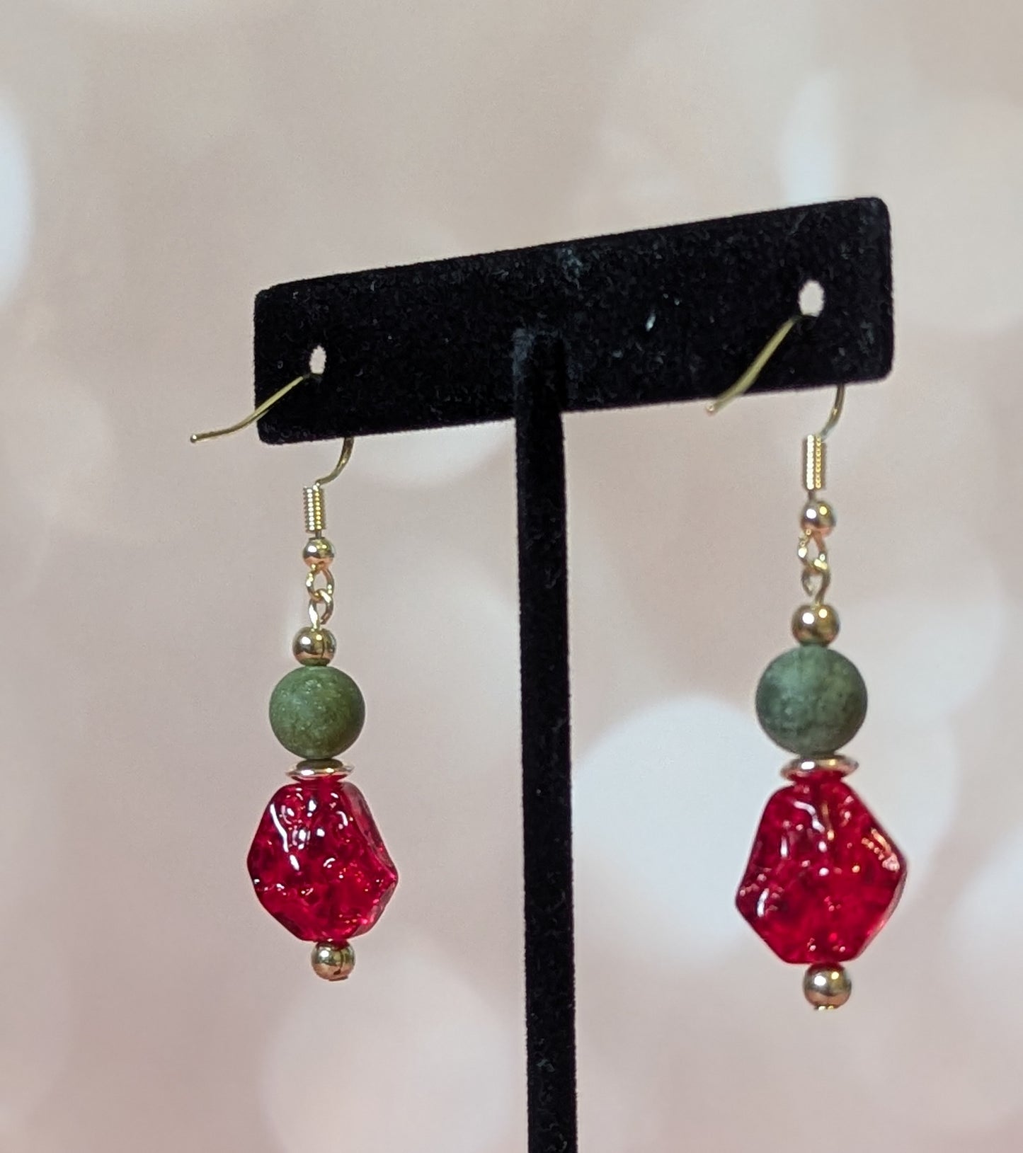 Red & Green Faux Gemstone Earrings