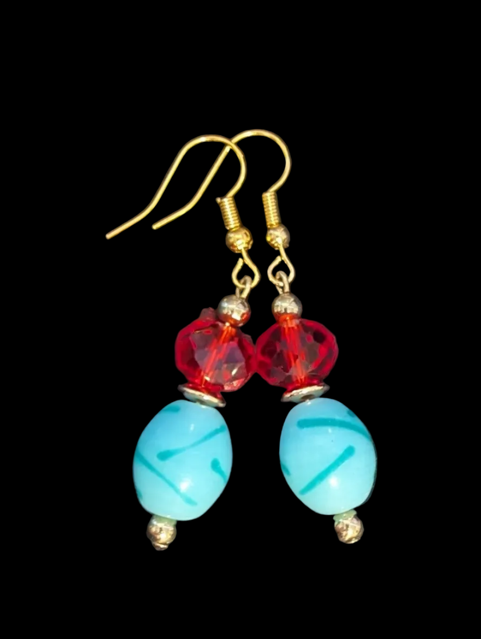 Orange On Blue Earrings
