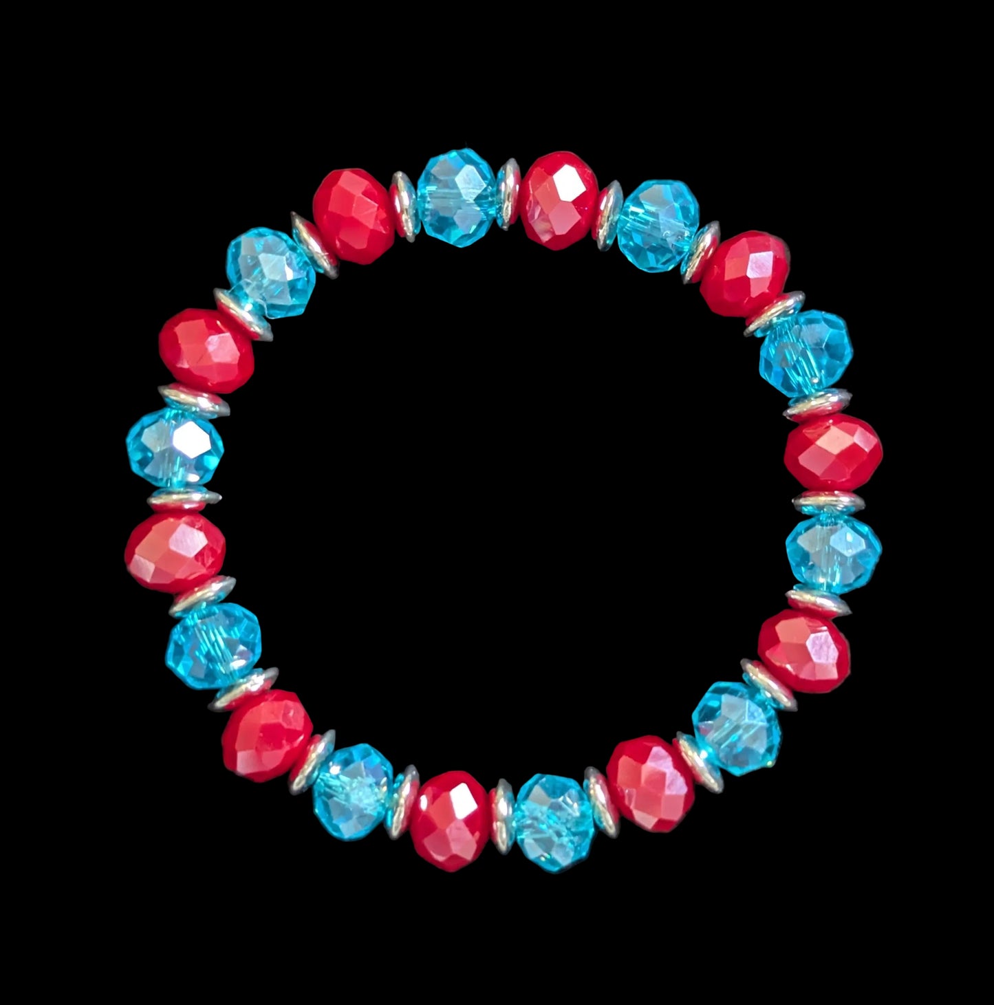 Red & Blue Glass Bead Bracelet