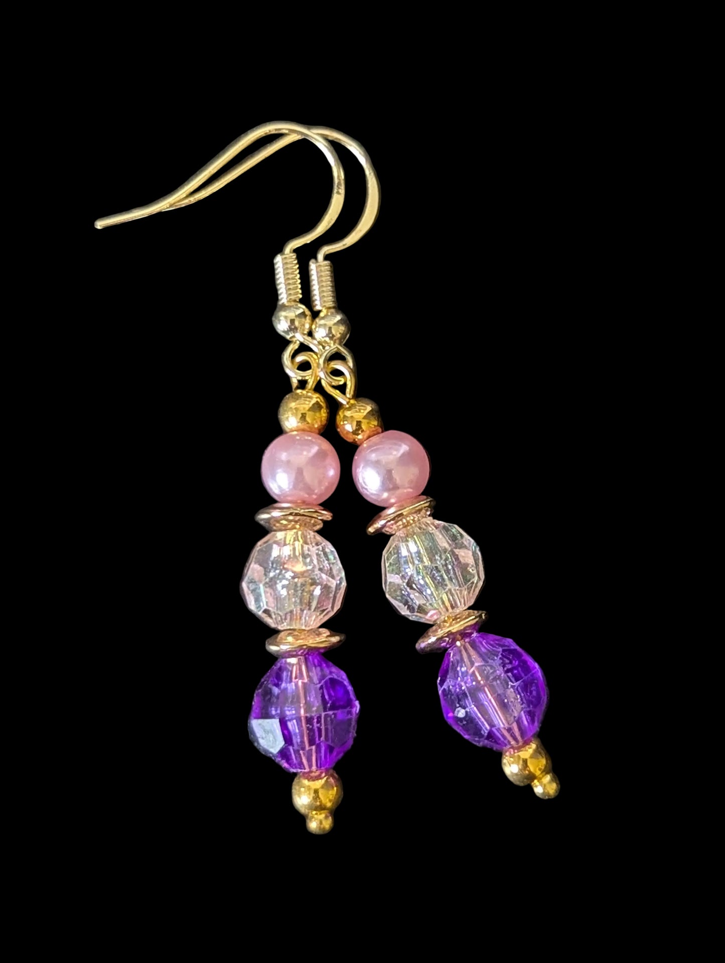 Purple, Clear & Pink Earrings