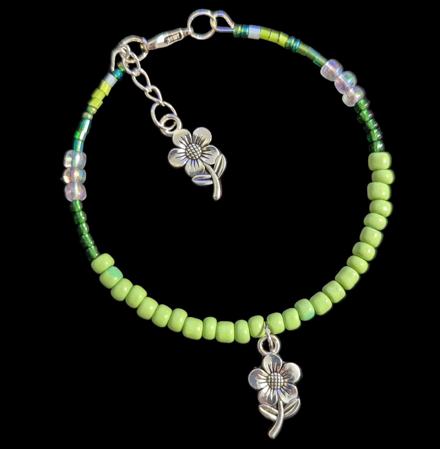 Green Flower Wire Bracelet