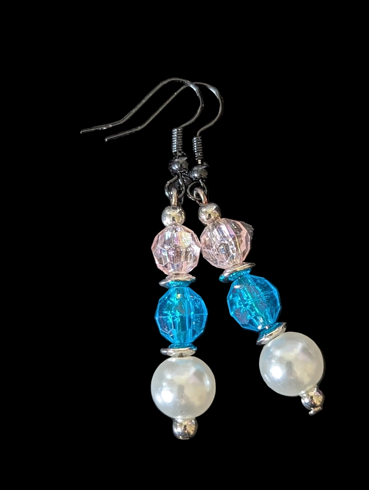 White, Blue & Pink Earrings