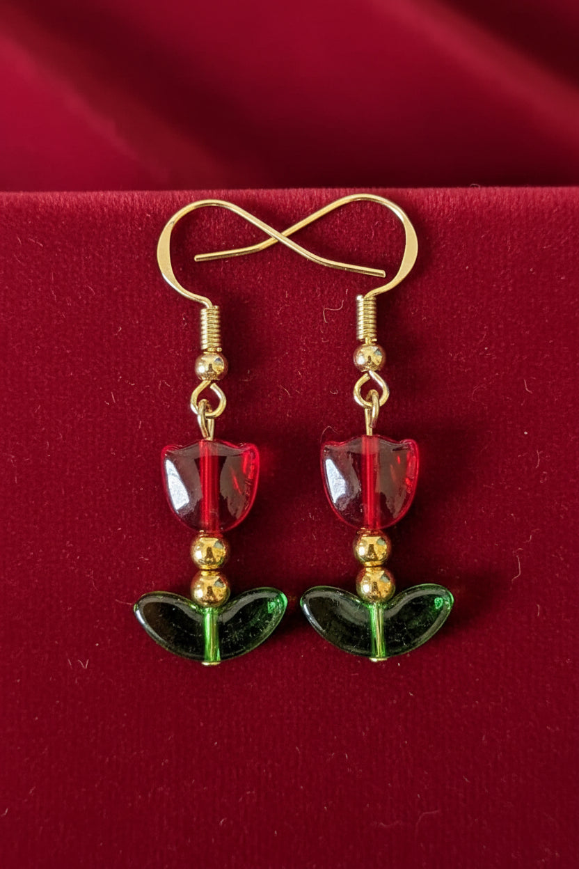 Red Tulip Earrings