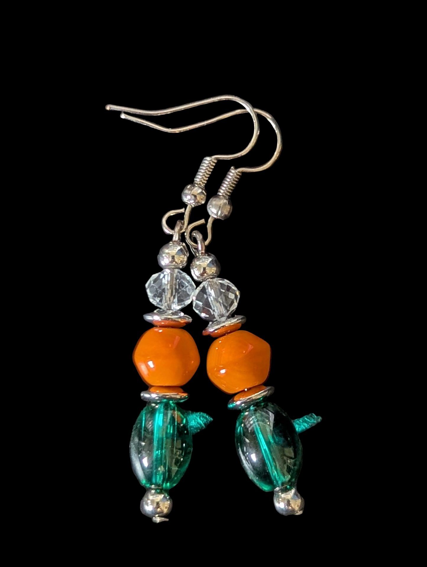 Orange On Green Earrings