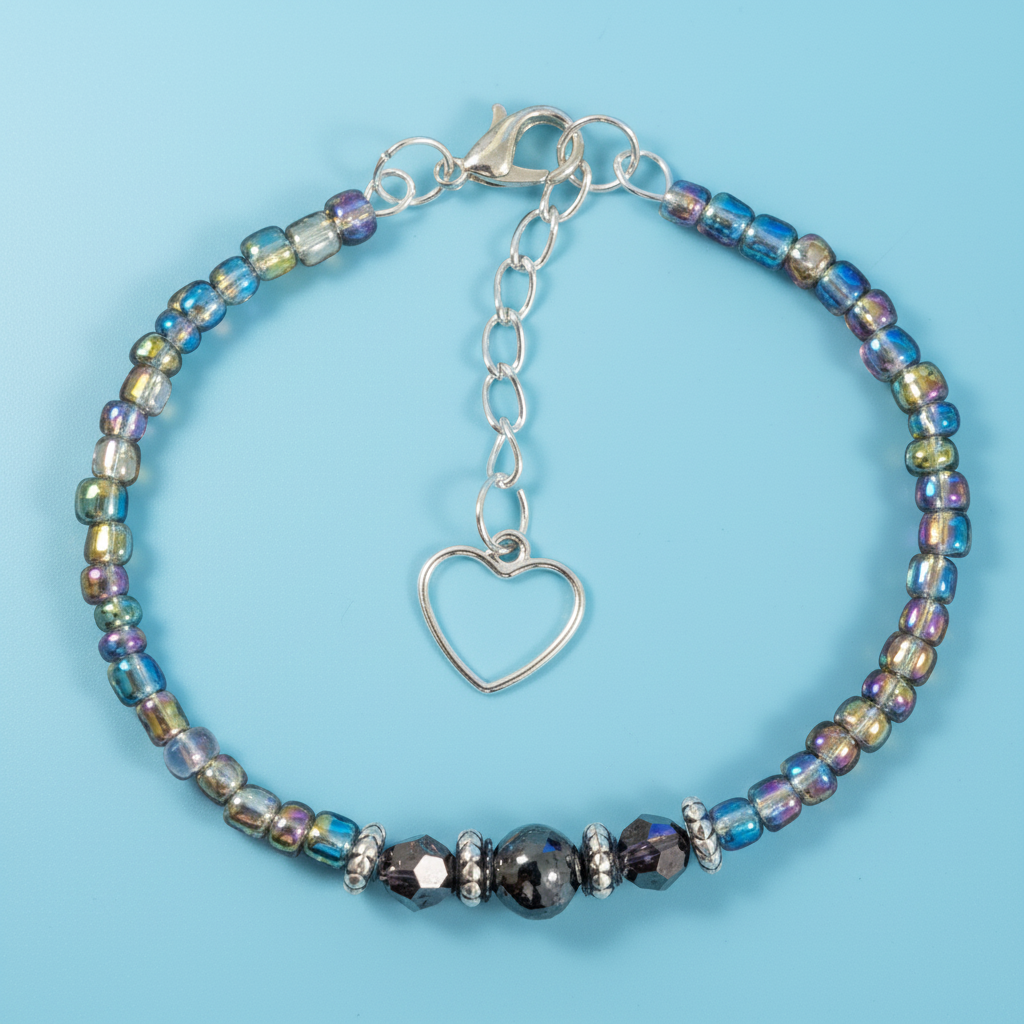 Silver Heart Wire Bracelet