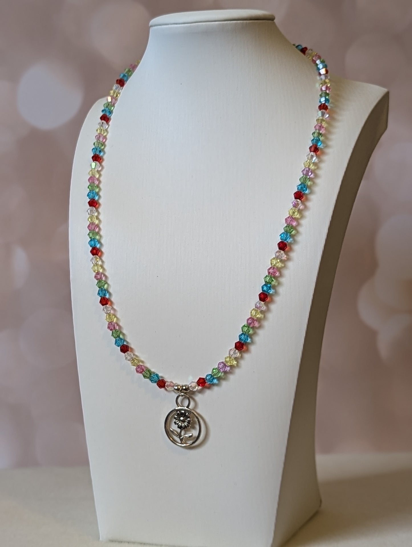 Rainbow Flower Pendant Necklace