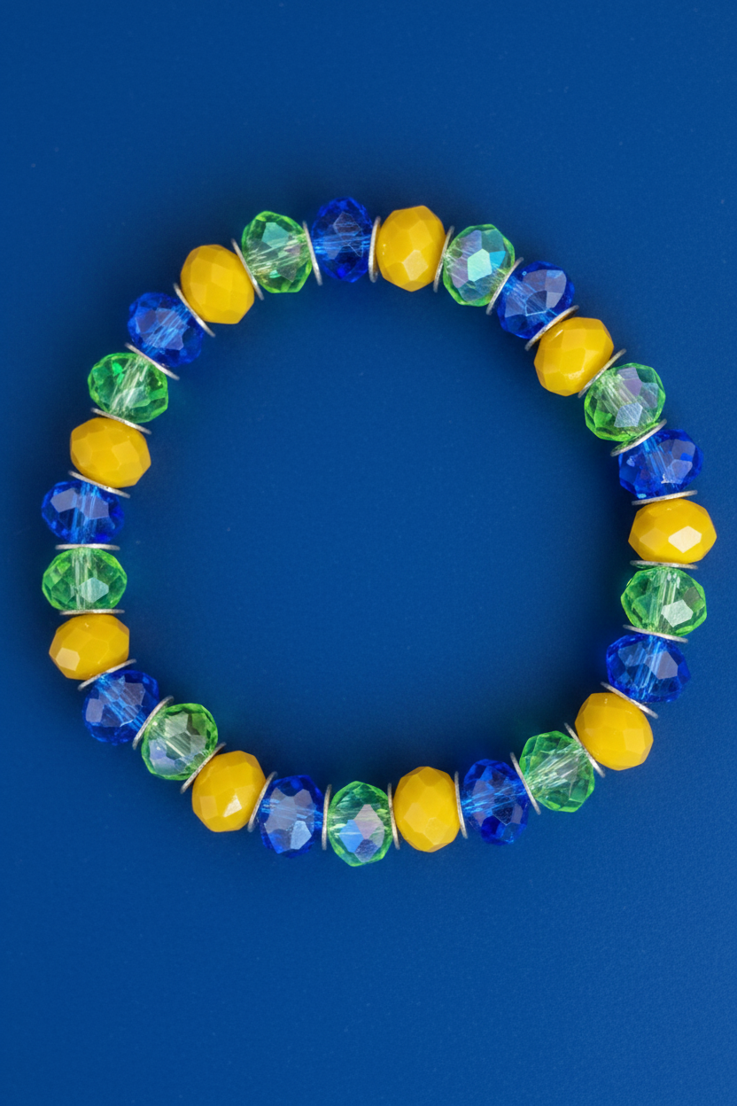 Yellow Multi Color Bead Bracelet