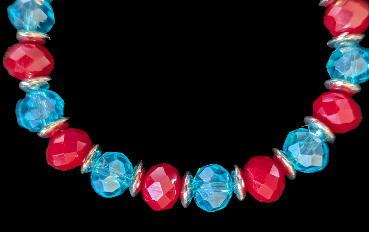 Red & Blue Glass Bead Bracelet