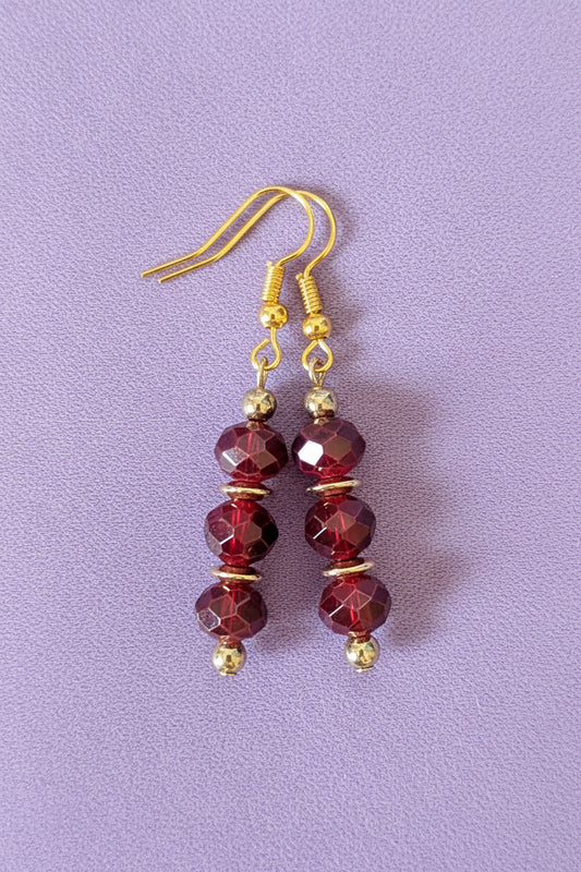 Garnet Red Dangle Earrings