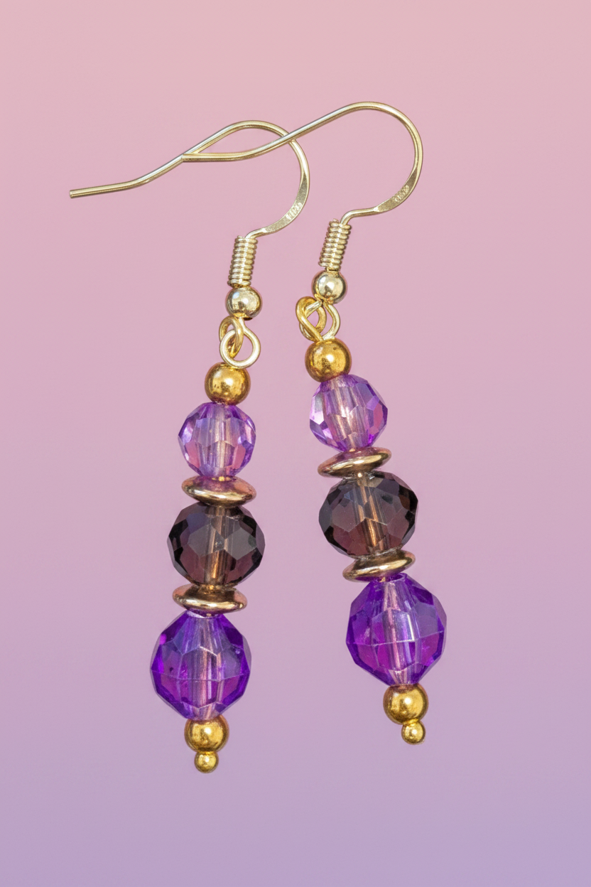 Triple Faceted Dangle Earrings