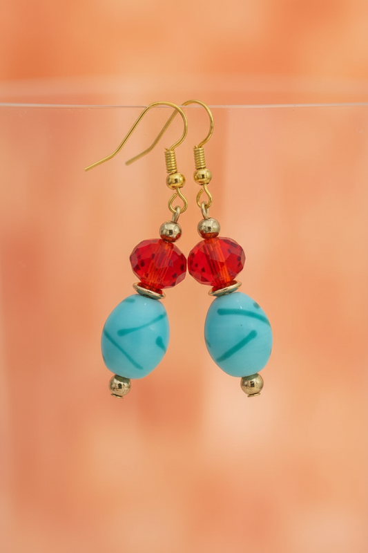 Orange On Blue Earrings