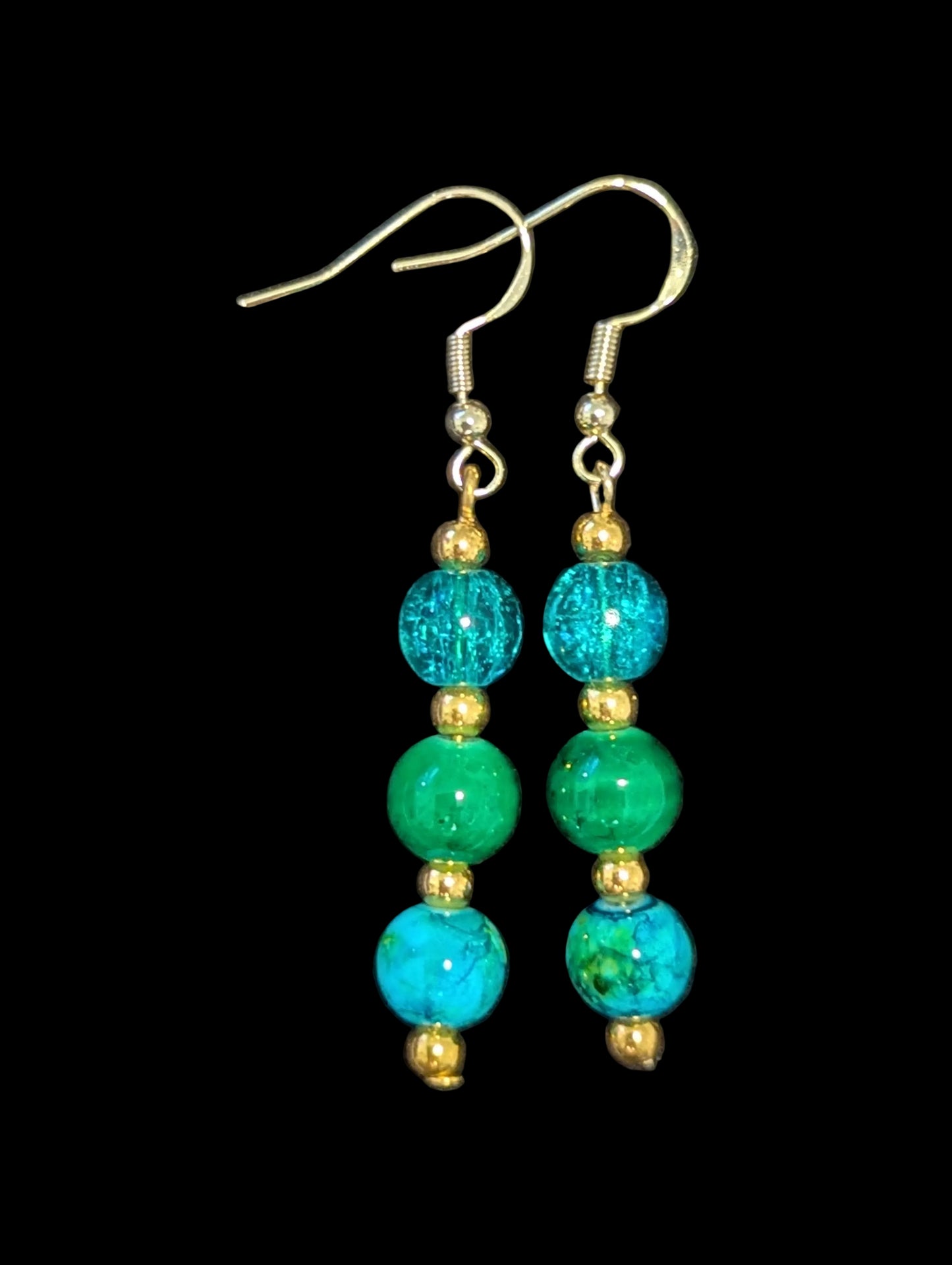 Triple Dangle Earrings (Sea Green)