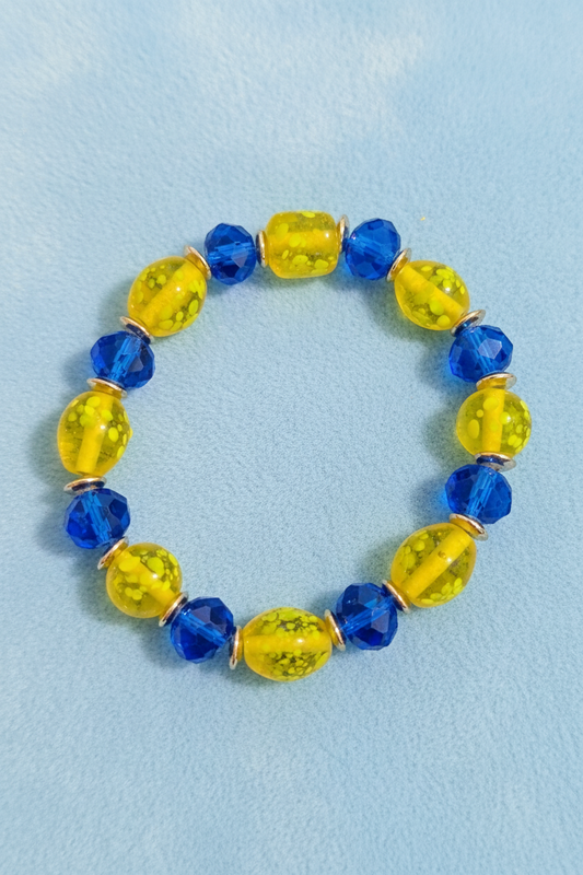Blue & Yellow Glass Bead Bracelet