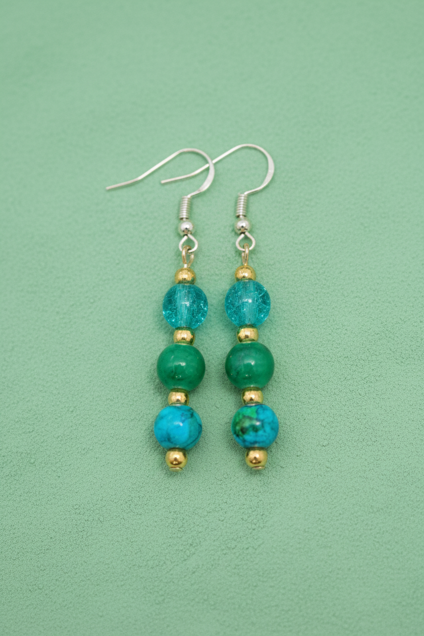 Triple Dangle Earrings (Sea Green)