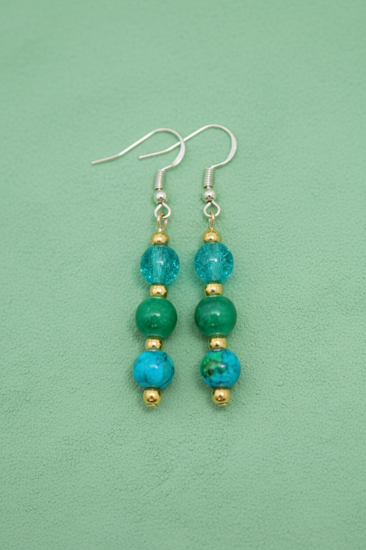 Triple Dangle Earrings (Sea Green)