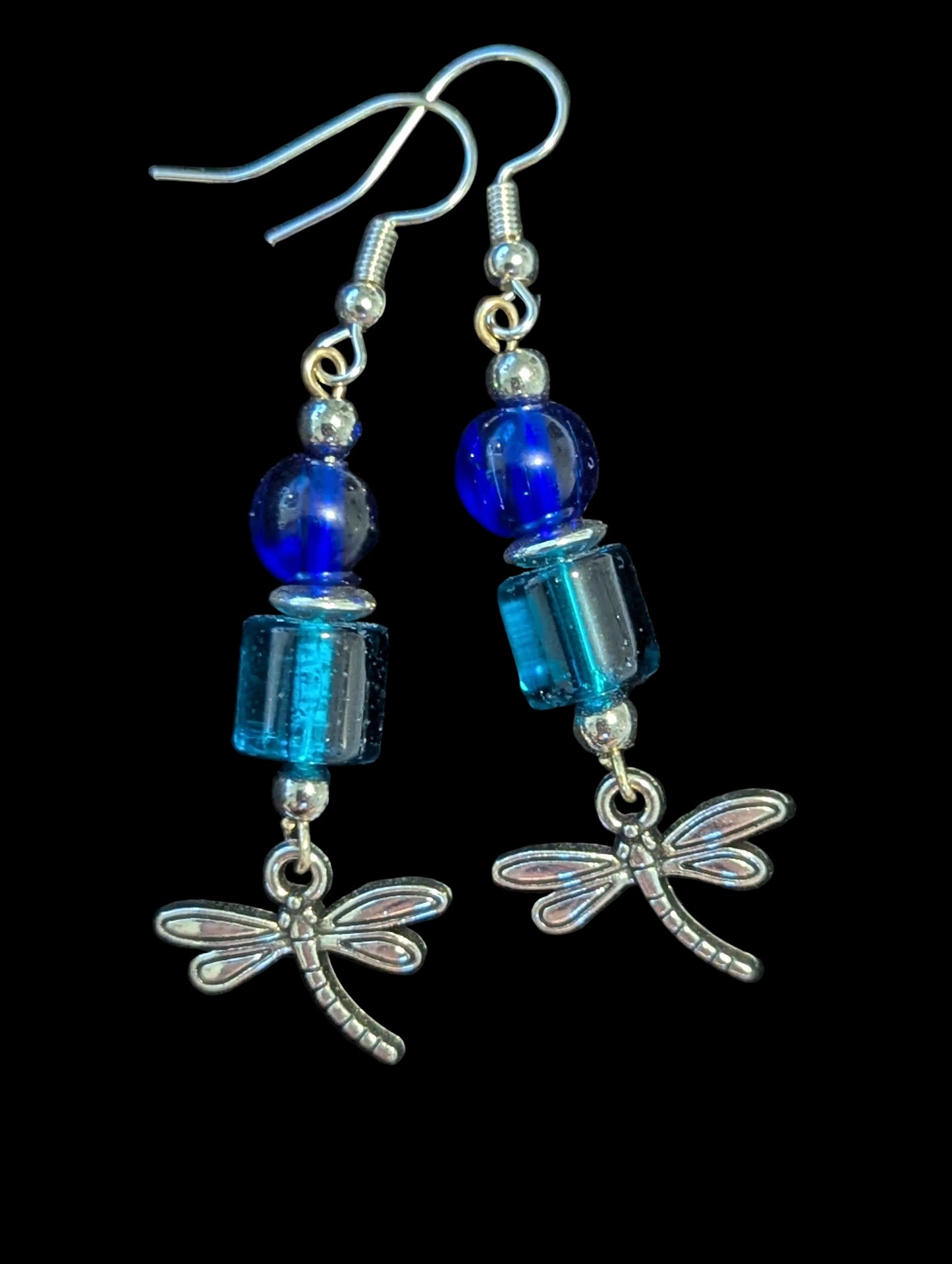 Dragonfly Glass Dangle Earrings