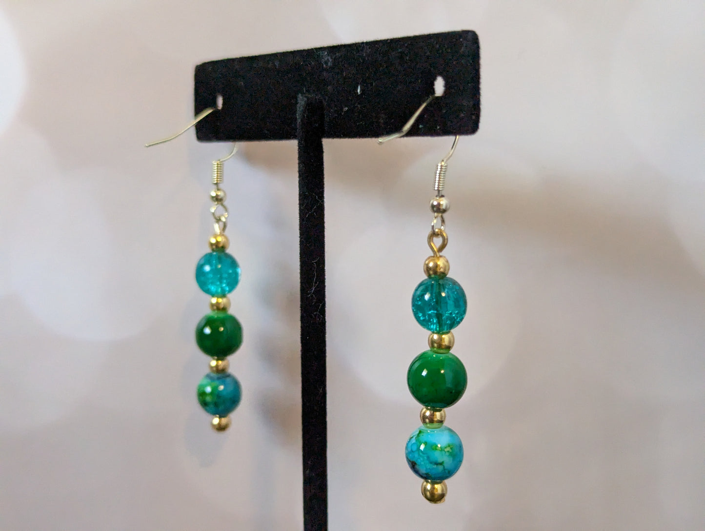 Triple Dangle Earrings (Sea Green)