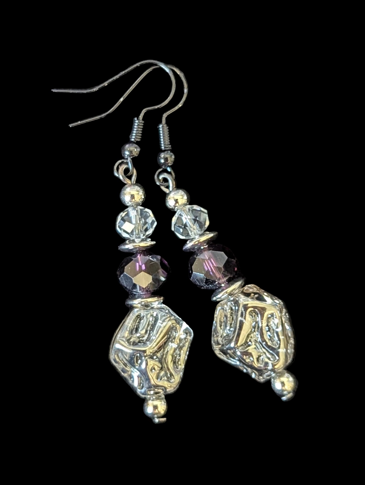 Black & Purple Faux Gemstone Earrings