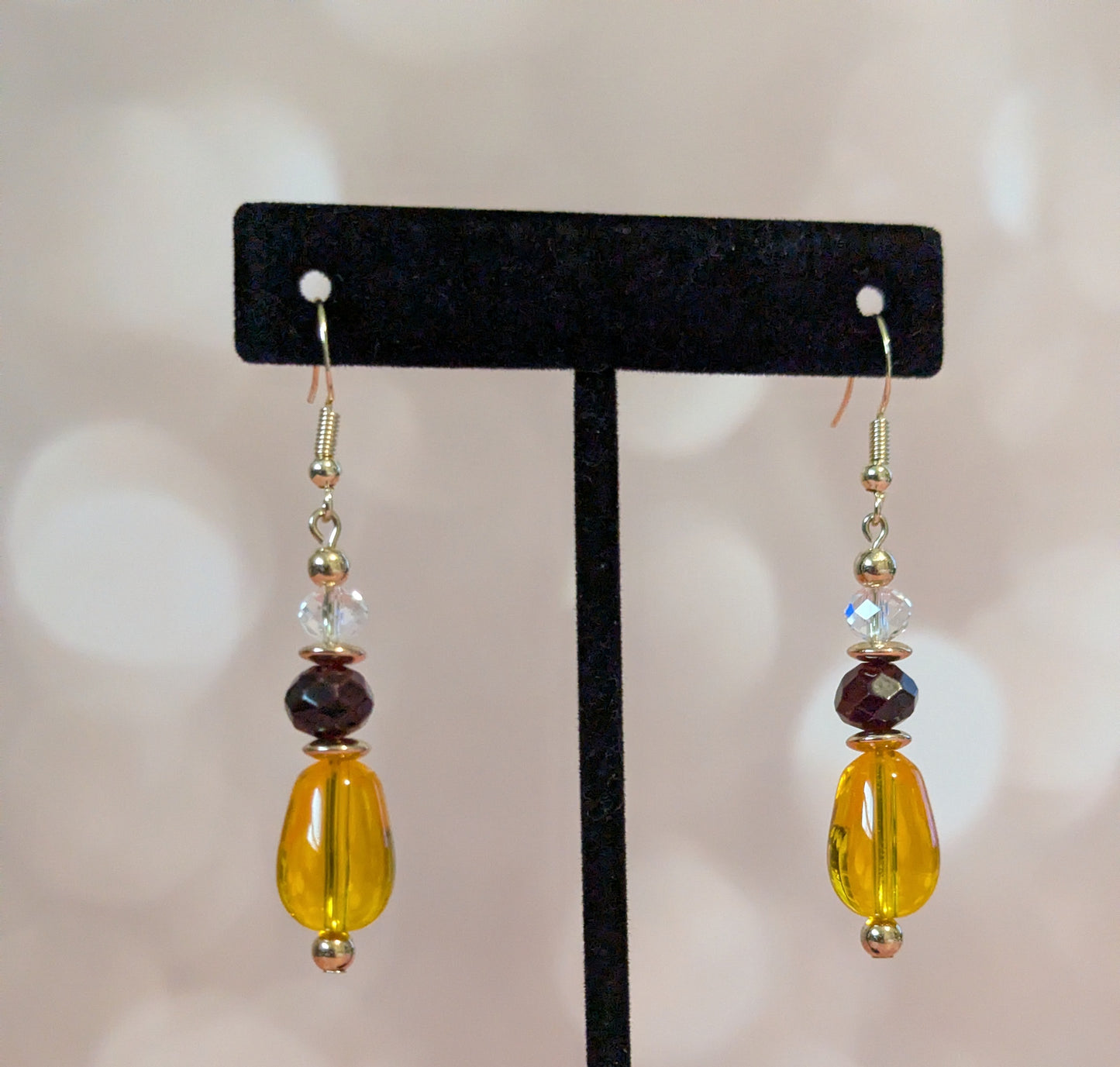 Yellow & Purple Glass Earrings