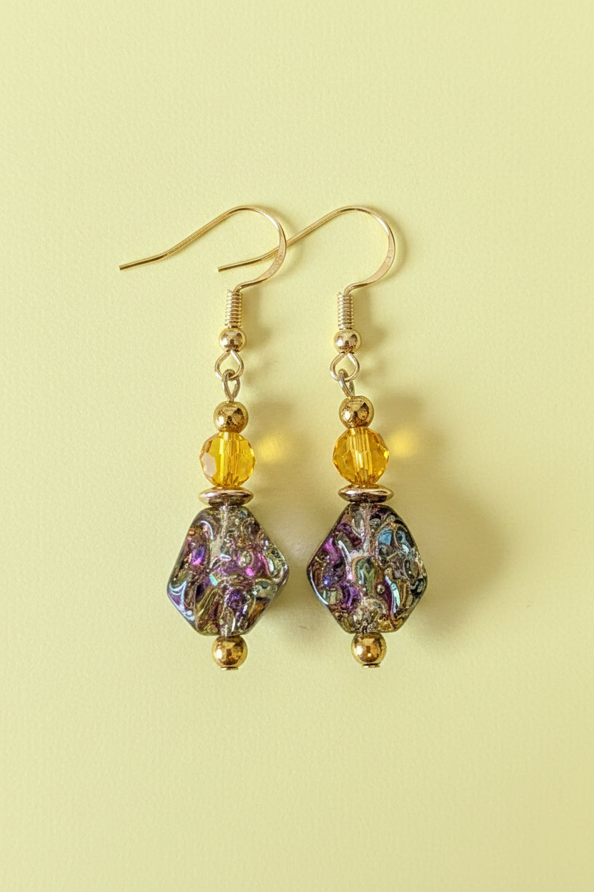 Black & Yellow Faux Gemstone Earrings