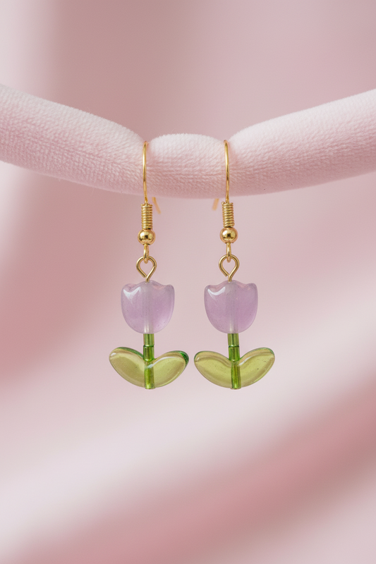 Purple Tulip Earrings