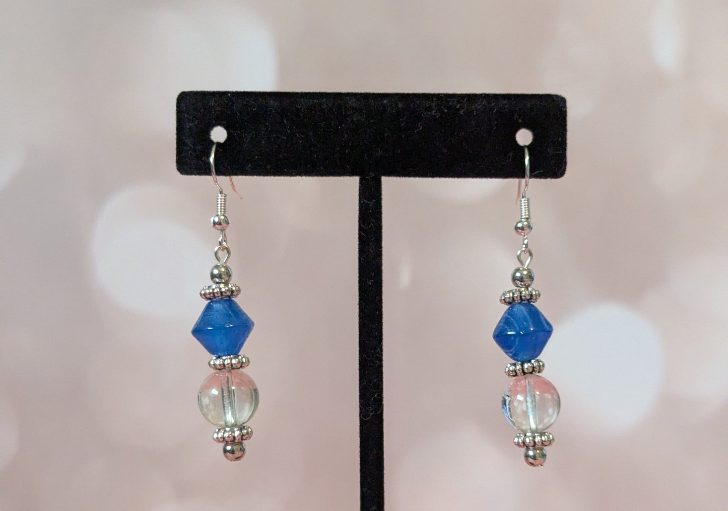 Clearly Blue Glass Bead Earrings