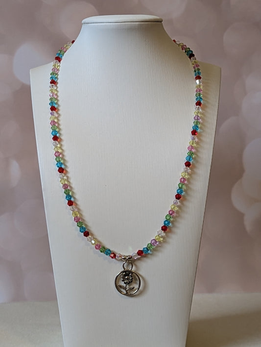 Rainbow Flower Pendant Necklace