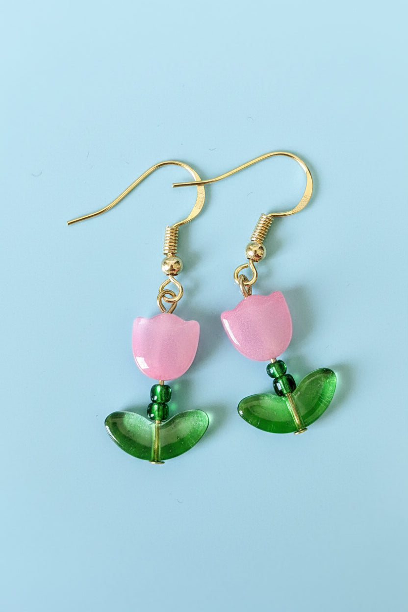 Pink Tulip Earrings
