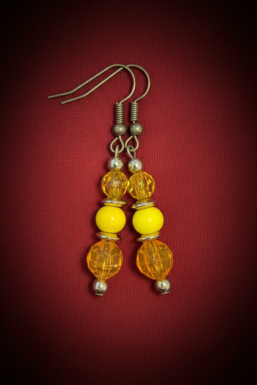 Triple Dangle Earrings (Yellow & Orange)