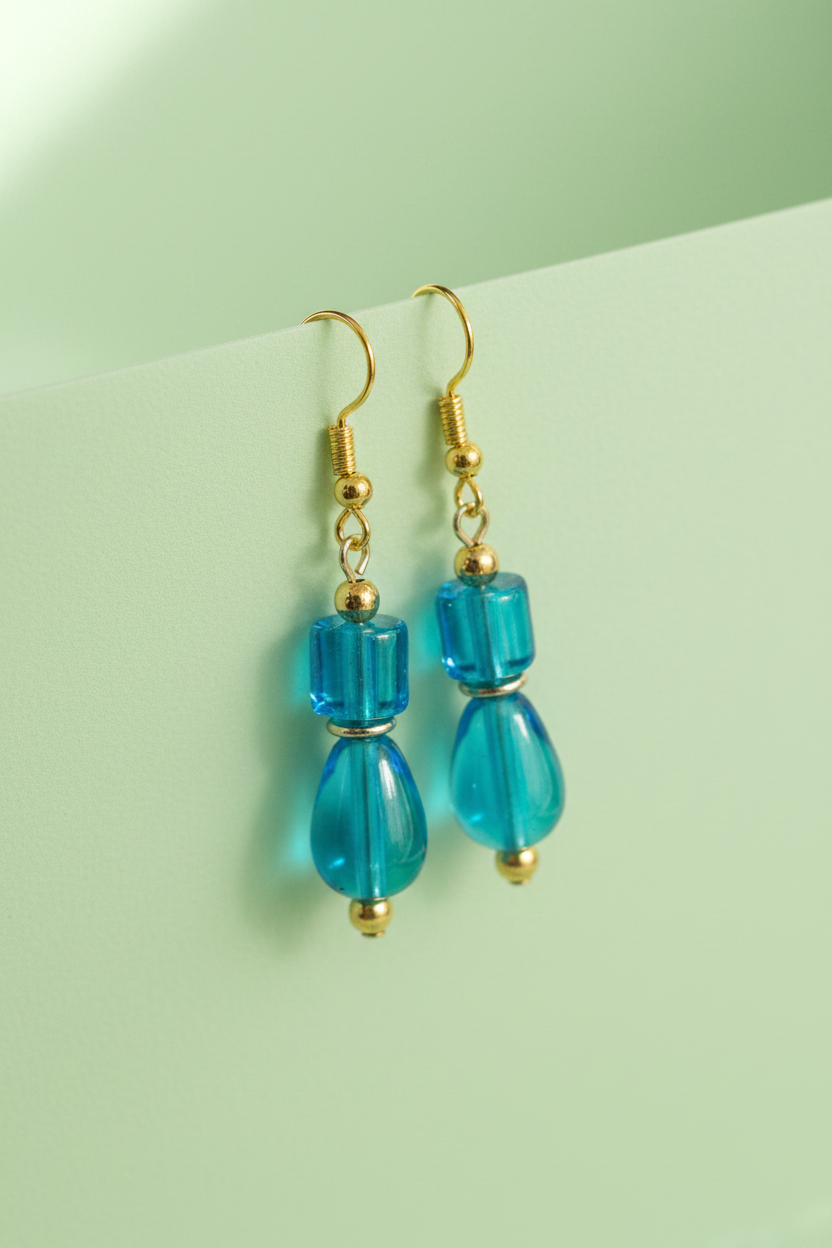 Blue On Blue Glass Earrings