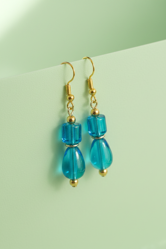 Blue On Blue Glass Earrings