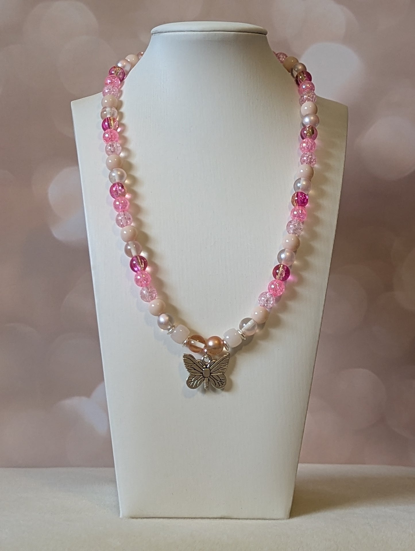 Pink Butterfly Pendant Necklace