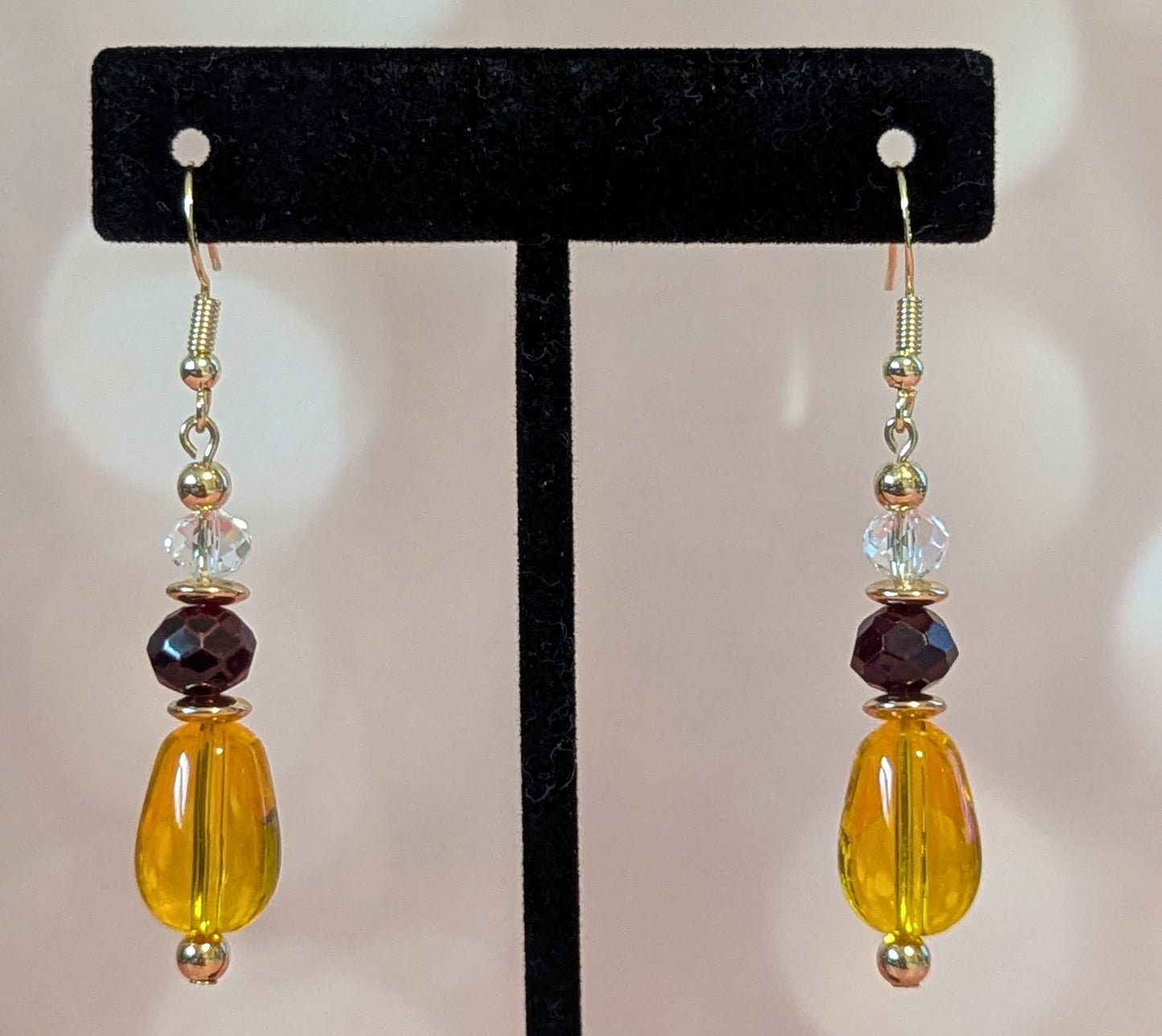 Yellow & Purple Glass Earrings