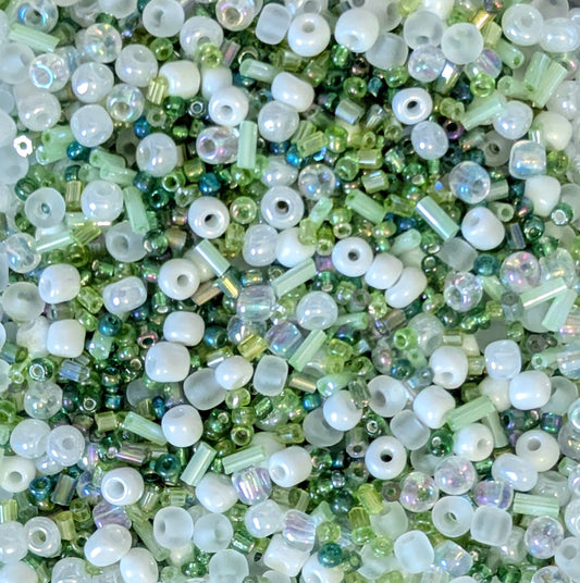 Green & White Bead Mix
