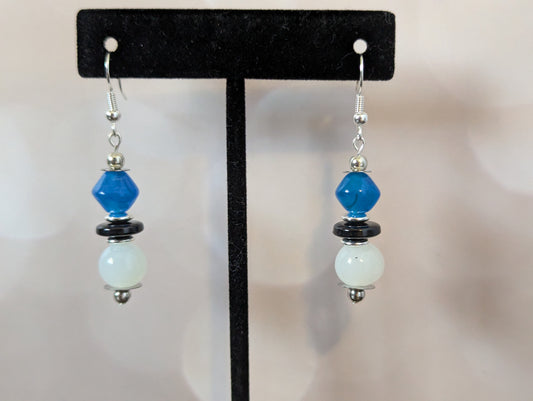 Blue & White Glass Bead Earrings