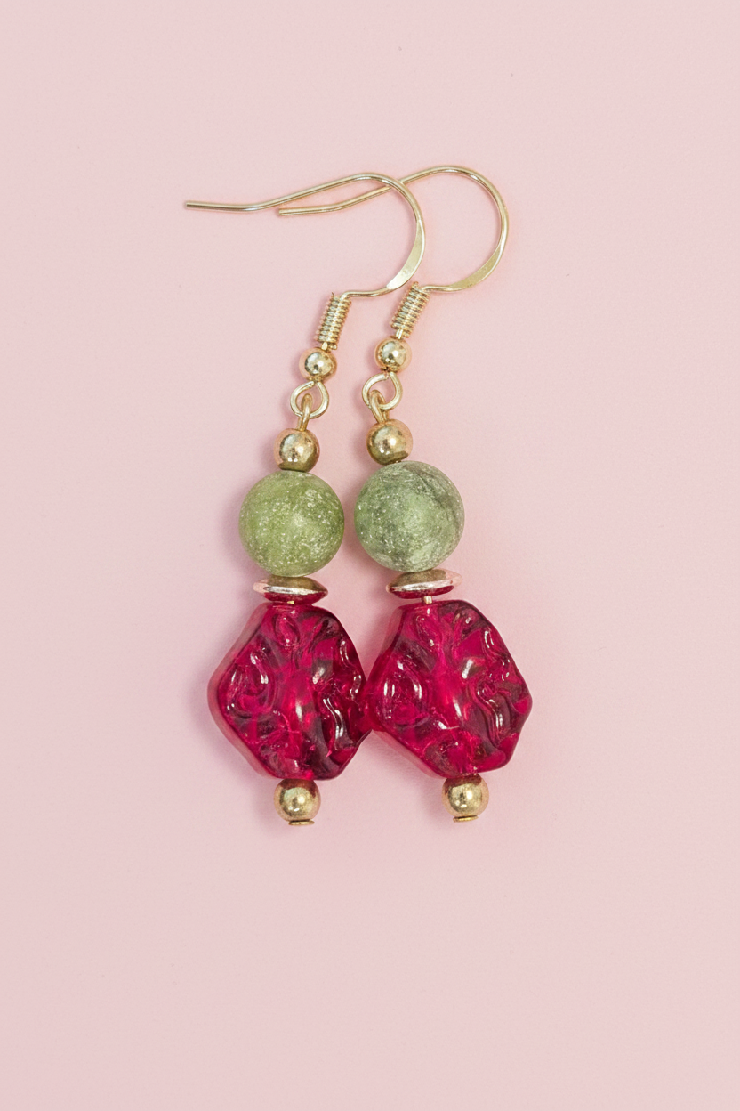 Red & Green Faux Gemstone Earrings
